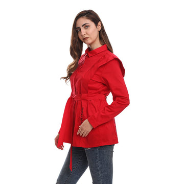 قميص من اسبنوزا حريمي بوبلين مستورد ; أحمر